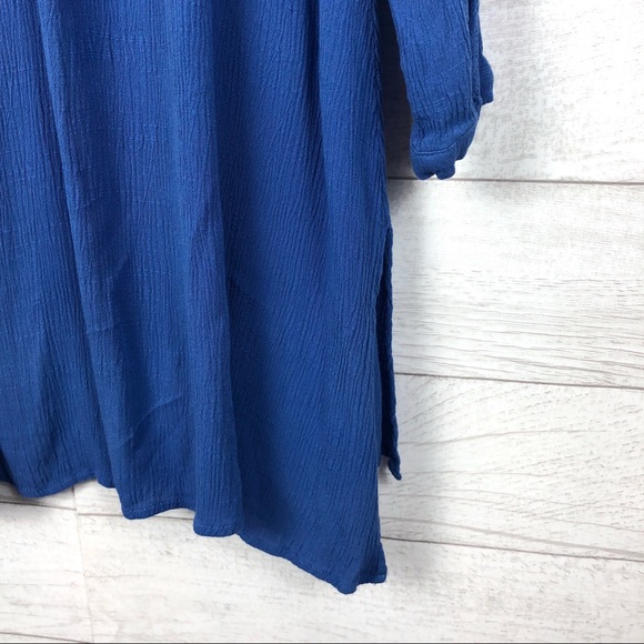 PINK BLUSH Blue Button Down Tunic Top Dress - Picture 5 of 8
